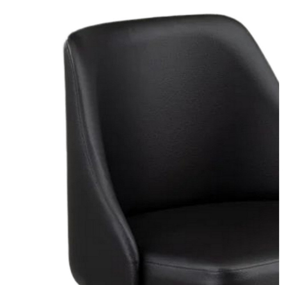 Yim 22 Inch Adjustable Swivel Office Chair Black Faux Leather Chrome Base By Casagear Home BM304675