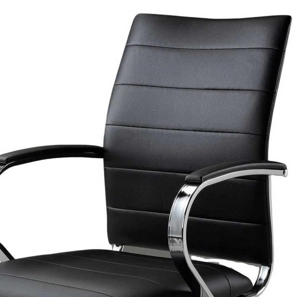 Zoha 27 Inch Adjustable Swivel Office Chair Black Faux Leather Chrome By Casagear Home BM304681