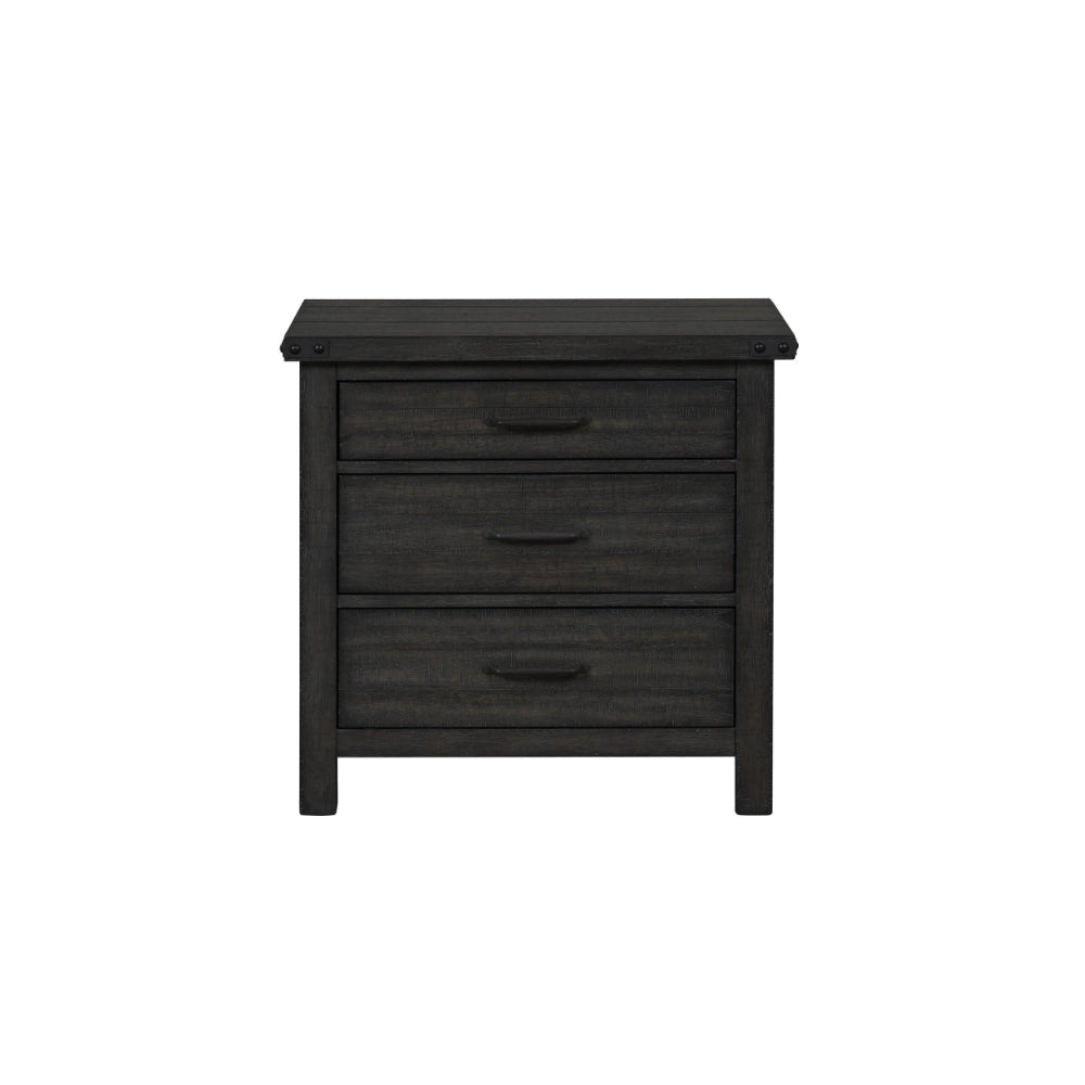 30 Inch 3 Drawer Nightstand Weathered Smooth Gray Wood Bracket Accents By Casagear Home BM304789