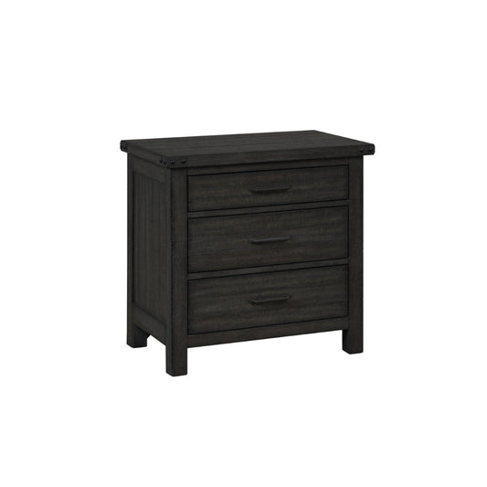30 Inch 3 Drawer Nightstand, Weathered Smooth Gray Wood, Bracket Accents By Casagear Home