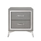 Haya 24 Inch 2 Drawer Nightstand Embossed Smooth Gray Wood Silver Trim By Casagear Home BM304795