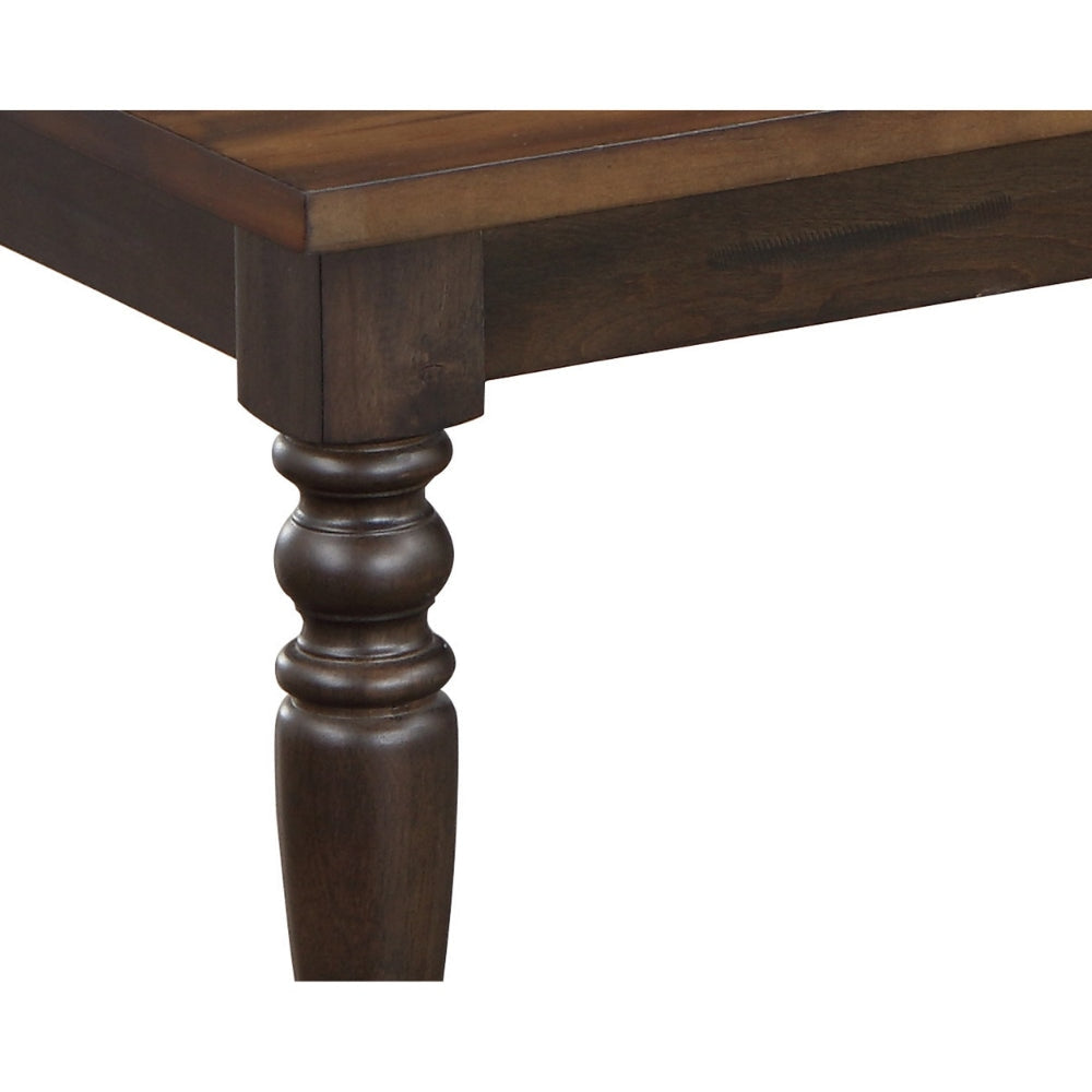 May 48 Inch Two Tone Dining Bench Turned Legs Rich Brown Wood Finish By Casagear Home BM304801