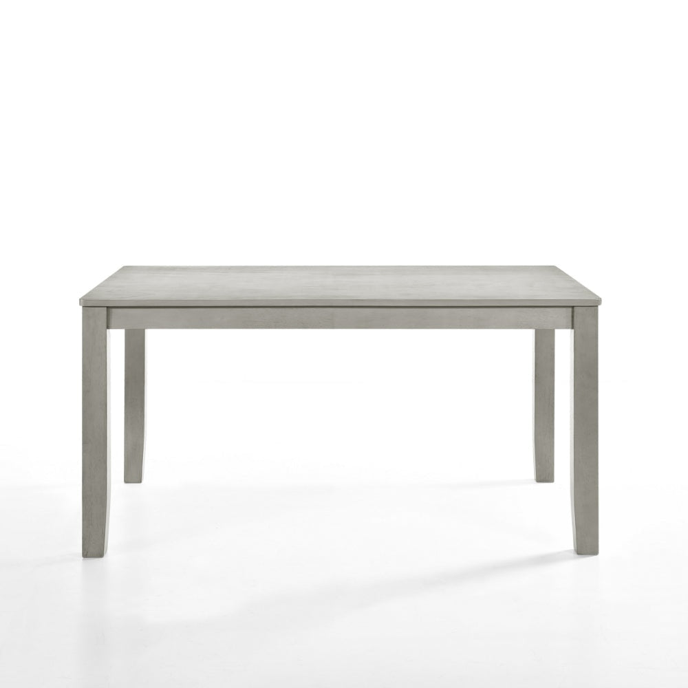 Pane 59 Inch Rectangular Wood Dining Table, Smooth Gray, Tall Block Legs By Casagear Home