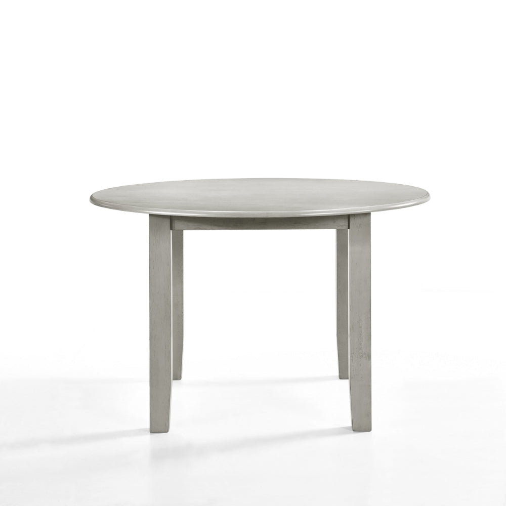 Pane 47 Inch Rounded Wood Dining Table, Smooth Gray Finish, Tall Block Legs By Casagear Home