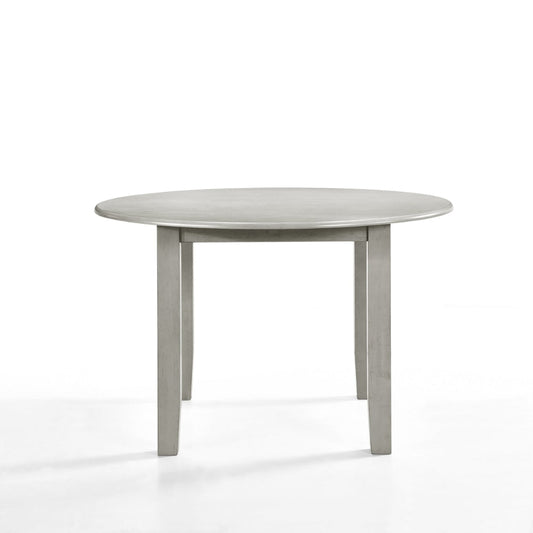 Pane 47 Inch Rounded Wood Dining Table, Smooth Gray Finish, Tall Block Legs By Casagear Home