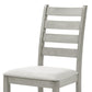 Pane 21 Inch Set of 2 Dining Chairs Ladderback Gray Wood Gray Fabric By Casagear Home BM304807