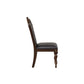 Mitch 21 Inch Tufted Dining Chair Carved Details Faux Leather Seat Brown By Casagear Home BM304821