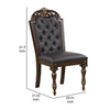 Mitch 21 Inch Tufted Dining Chair Carved Details Faux Leather Seat Brown By Casagear Home BM304821