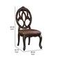 Cran 21 Inch Dining Side Chair Carved Details Faux Leather Seat Brown By Casagear Home BM304831