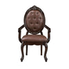 Cran 24 Inch Dining Armchair Carved Details Faux Leather Seat Brown By Casagear Home BM304832