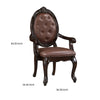 Cran 24 Inch Dining Armchair Carved Details Faux Leather Seat Brown By Casagear Home BM304832