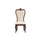 Mike 20 Inch Set of 2 Dining Chairs Crown Top Beige Fabric Brown Wood By Casagear Home BM304853