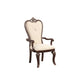 Mike 20 Inch Set of 2 Dining Armchairs, Crown Top, Beige Fabric, Brown Wood By Casagear Home