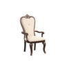 Mike 20 Inch Set of 2 Dining Armchairs, Crown Top, Beige Fabric, Brown Wood By Casagear Home