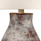 Gov 27 Inch Table Lamp Beige Drum Shade Vase Shaped Body Painted Surface By Casagear Home BM304892