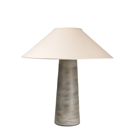Bali 23 Inch Table Lamp, Classic Empire Shade, Cylinder Base, Smooth Gray By Casagear Home