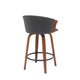 Oja 26 Inch Swivel Counter Stool Chair Gray Faux Leather Walnut Brown By Casagear Home BM304898