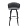 Oja 30 Inch Swivel Barstool Chair Faux Leather Curved Back Black Wood By Casagear Home BM304906