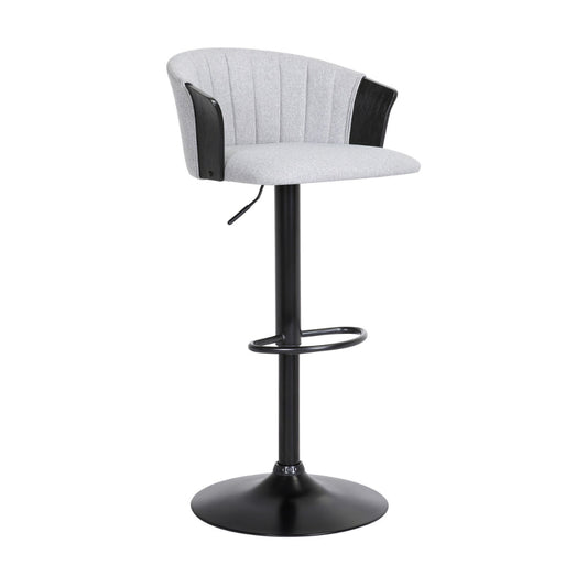 Liz 24-33 Inch Adjustable Height Swivel Barstool Chair, Light Gray Fabric By Casagear Home