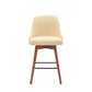 Sean 26 Inch Counter Stool Chair Swivel Parson Cream Faux Leather Brown By Casagear Home BM304914