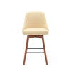 Sean 26 Inch Counter Stool Chair Swivel Parson Cream Faux Leather Brown By Casagear Home BM304914