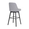 Sean 30 Inch Barstool Chair Parson Style Swivel Light Gray Fabric Black By Casagear Home BM304917