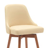 Sean 30 Inch Barstool Chair Swivel Parson Cream Faux Leather Walnut Brown By Casagear Home BM304918