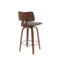Pino 26 Inch Swivel Counter Stool Chair Gray Faux Leather Walnut Brown By Casagear Home BM304920