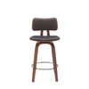 Pino 26 Inch Swivel Counter Stool Chair Faux Leather Walnut Brown Wood By Casagear Home BM304922