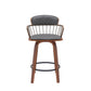 Wiz 26 Inch Counter Stool Chair Slatted Gray Faux Leather Walnut Brown By Casagear Home BM304931