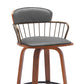 Wiz 26 Inch Counter Stool Chair Slatted Gray Faux Leather Walnut Brown By Casagear Home BM304931
