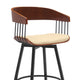 Vera 27 Inch Swivel Counter Stool Chair Brown Open Back Cream Faux Leather By Casagear Home BM304940