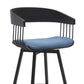 Vera 27 Inch Swivel Counter Stool Chair Black Open Back Soft Blue Fabric By Casagear Home BM304944