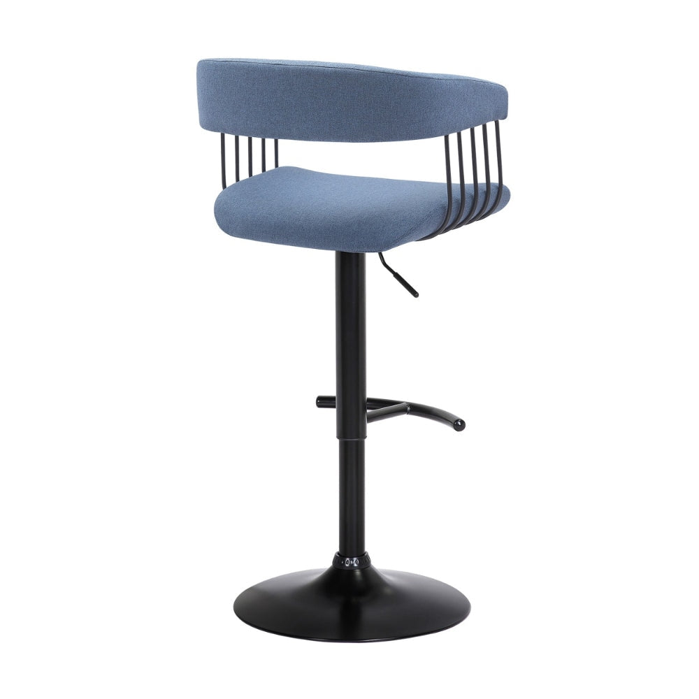 Arya Barstool Chair 24-33 Inch Adjustable Height Light Blue Fabric Black By Casagear Home BM304951