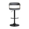 Arya Barstool Chair 24-33 Inch Adjustable Height Gray Faux Leather Bronze By Casagear Home BM304952