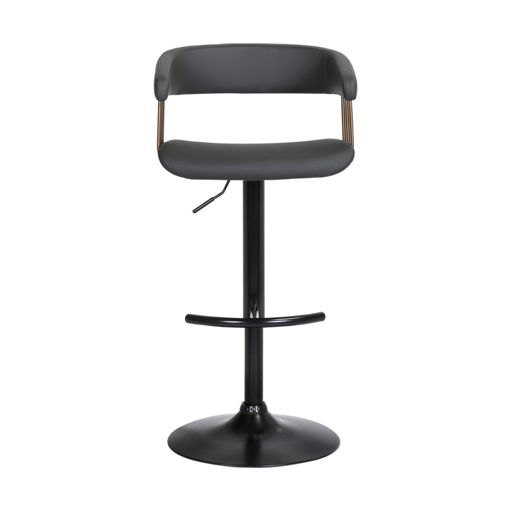 Arya Barstool Chair 24-33 Inch Adjustable Height Black Faux Leather By Casagear Home BM304953