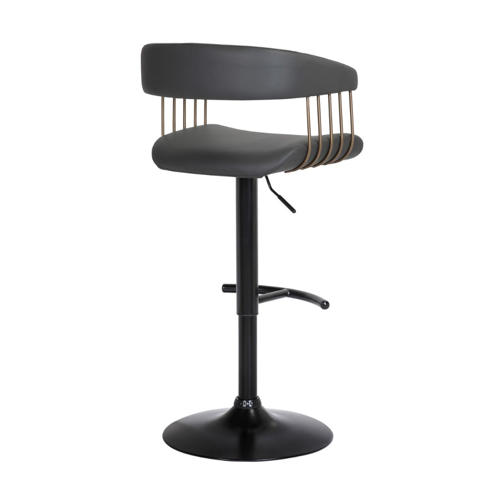 Arya Barstool Chair 24-33 Inch Adjustable Height Black Faux Leather By Casagear Home BM304953