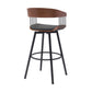 Vera 31 Inch Swivel Barstool Chair Curved Open Back Walnut Brown Black By Casagear Home BM304954