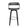 Maya 31 Inch Swivel Barstool Chair Gray Faux Leather Bronze Black Wood By Casagear Home BM304966