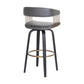 Maya 31 Inch Swivel Barstool Chair Gray Faux Leather Bronze Black Wood By Casagear Home BM304966