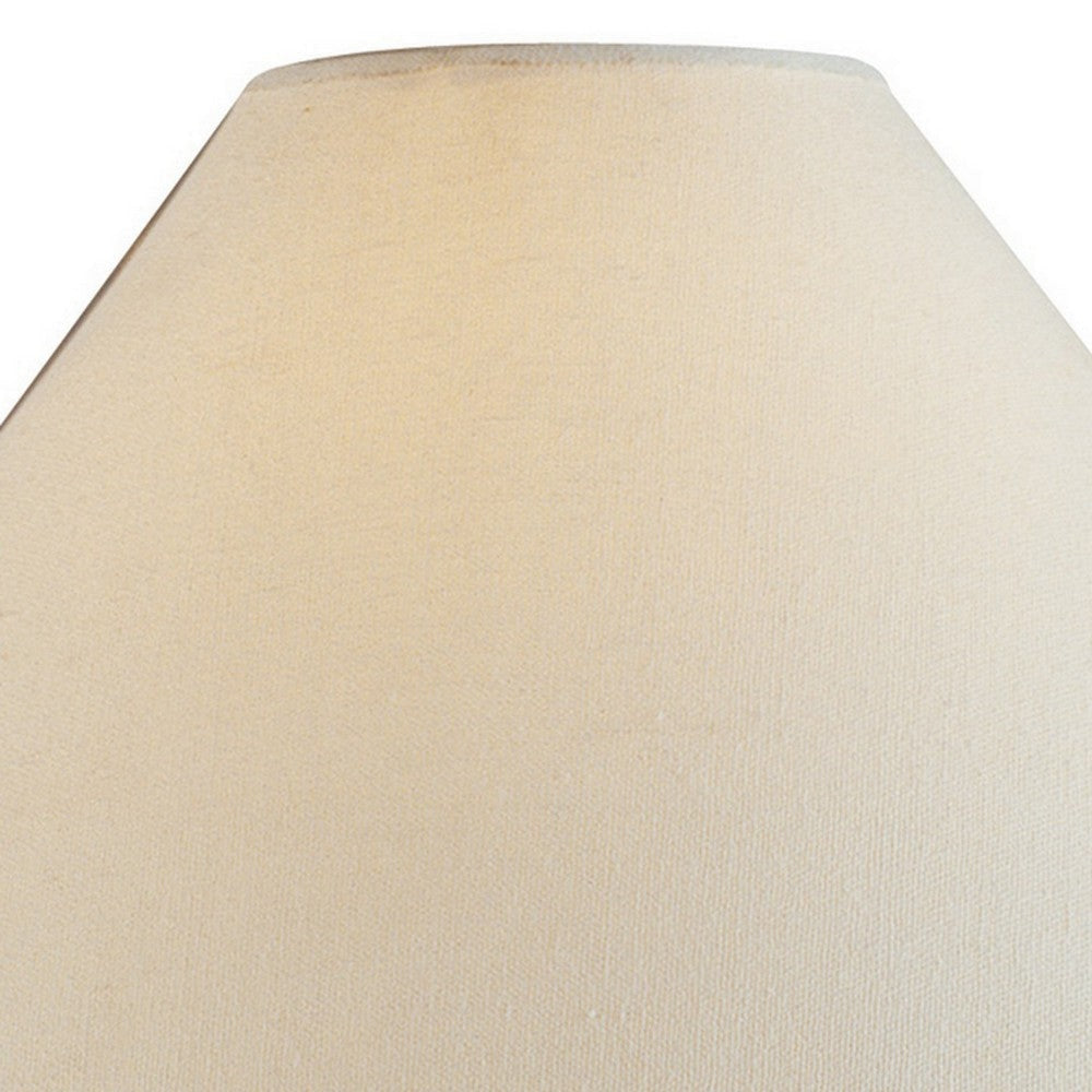 Tia 29 Inch Table Lamp Conical Shade Urn Shape Damask Pattern Beige By Casagear Home BM304998