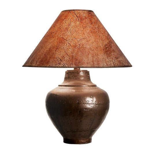 Rozy 25 Inch Table Lamp, Urn Shaped Base, Empire Shade, Dark Brown Finish By Casagear Home