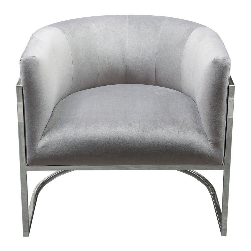 Kel 31 Inch Cantilever Accent Chair Gray Velvet Silver Stainless Steel By Casagear Home BM305034