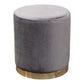 Wini 19 Inch Plush Modern Ottoman Gray Velvet Upholstery Gold Metal Base By Casagear Home BM305039