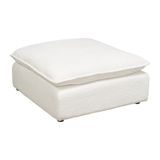 Agg 37 Inch Plush Ottoman, Feather Down Seat, White Faux Sheepskin By Casagear Home