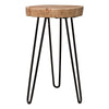 23 Inch Side End Table Hairpin Legs Natural Brown Acacia Wood Black Base By Casagear Home BM305050