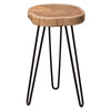 23 Inch Side End Table, Hairpin Legs, Natural Brown Acacia Wood, Black Base By Casagear Home