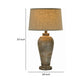 33 Inch Hydrocal Table Lamp Brown Drum Shade Textured Urn Shaped Base By Casagear Home BM305590