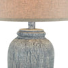 Leni 31 Inch Hydrocal Table Lamp Drum Shade Blue Gray Tall Urn Base By Casagear Home BM305591