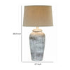 Leni 31 Inch Hydrocal Table Lamp Drum Shade Stone White Urn Shaped Base By Casagear Home BM305596